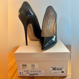 Jimmy Choo Black Patent Pointed-Toe Stiletto Pumps